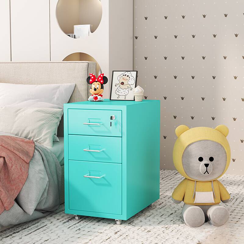 Casual Steel Vertical Filing Cabinet with Swivel Wheels, Soft Close Drawers, and Key Lock