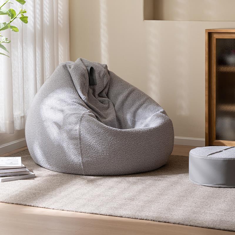 Solid Colour Cotton Blend Sack Chair in Dark Blue/Sage/Ivory, Change Bag, Fill Included, Pre-Filled with Removable Cover