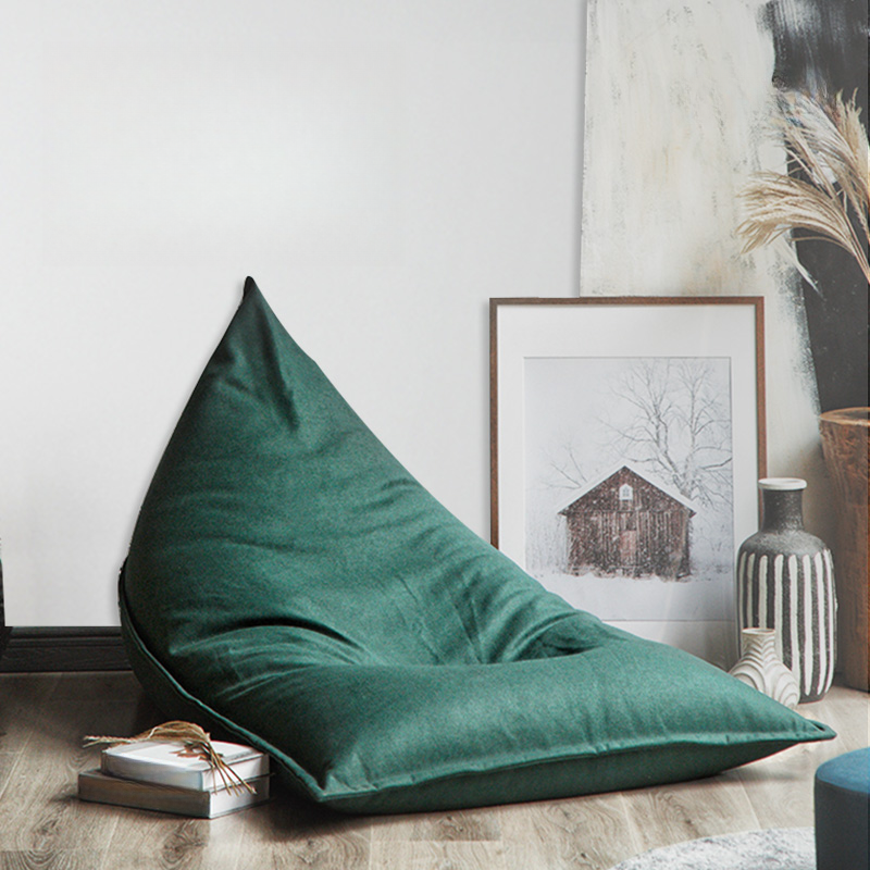 Solid Colour Sack Chair with Flannel Upholstery in Light Gray/Emerald Green/Tan, Movable, Pre-Filled with Fill Included, and Zipper Closure