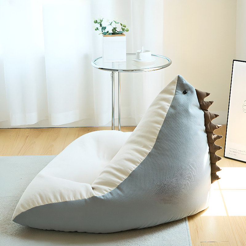 Cozy Sack Chair with 100% Cotton Upholstery in Ivory and Optional Ottoman