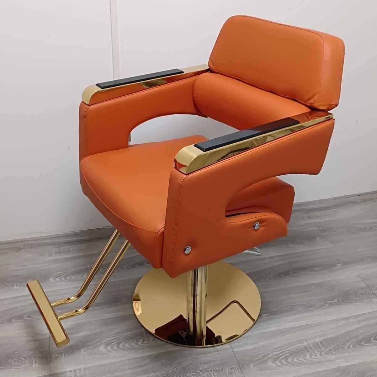 Rust Resistant Square Midnight Black Swivel Manual Recline Barber Chair with Stainless Alloy Frame and Full Back