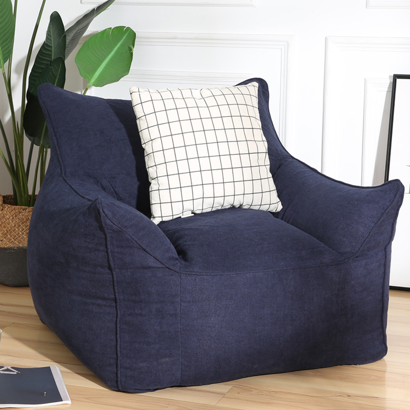 Solid Colour Ultrasuede/Canvas/Flaxen Bag Sofa/Bean Bag Set with Gray/Aqua/Tan Upholstery, Armrest, and Zipper Closure, Pre-Filled