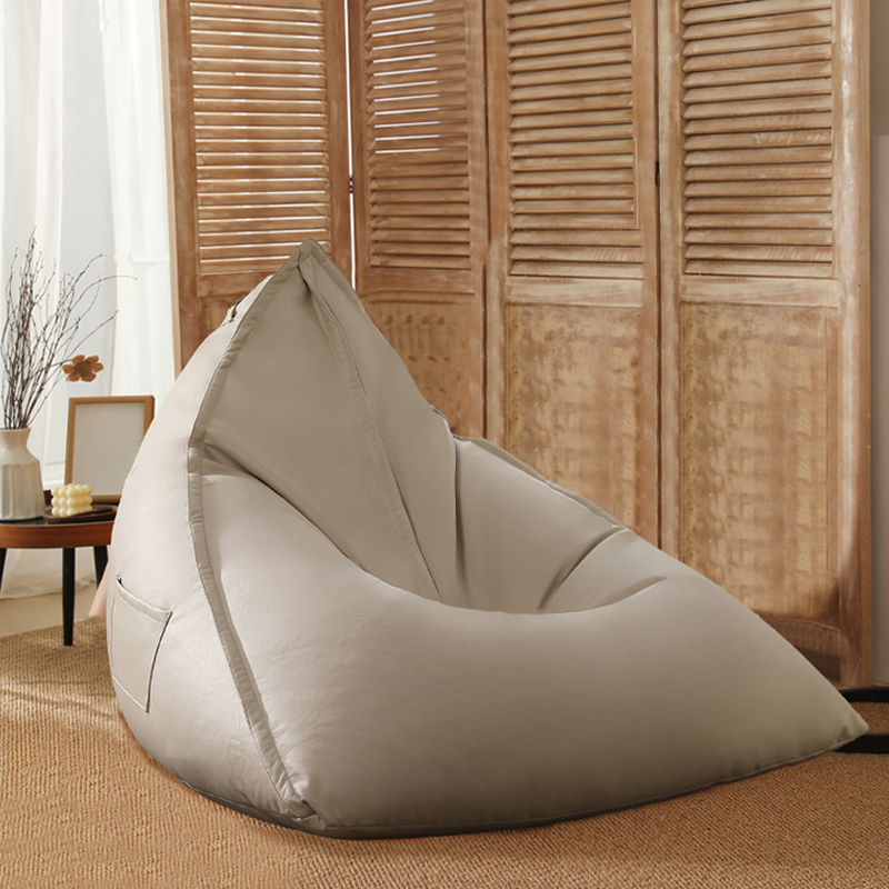 Solid Colour Beanie Chair in Cerulean/Tan/Orange with Removable Cover, Pre-Filled for One