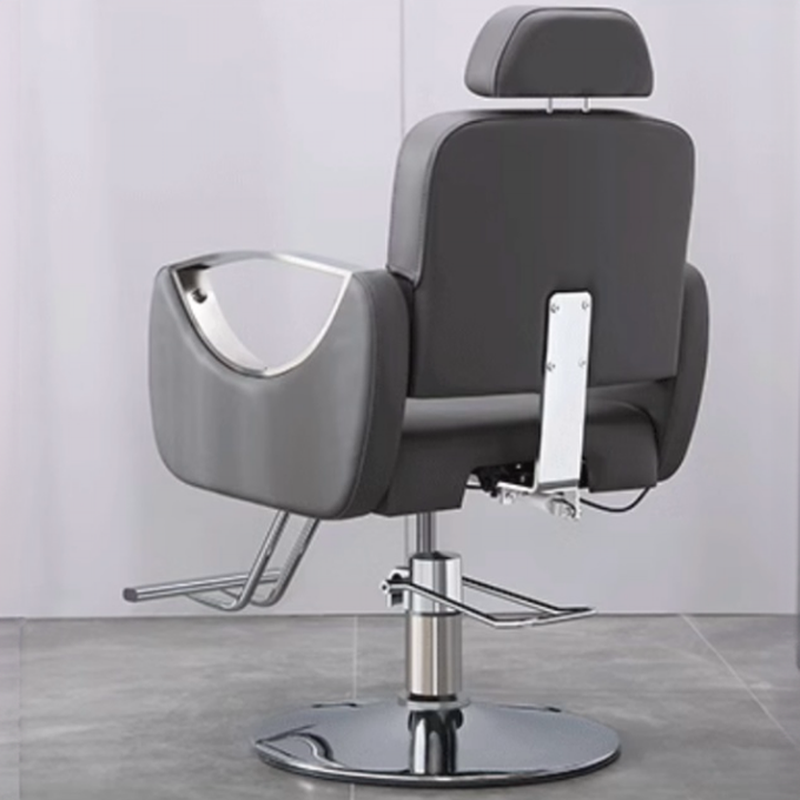 Grey Scratch-proof Swivel Barber Chair with Adaptable Height
