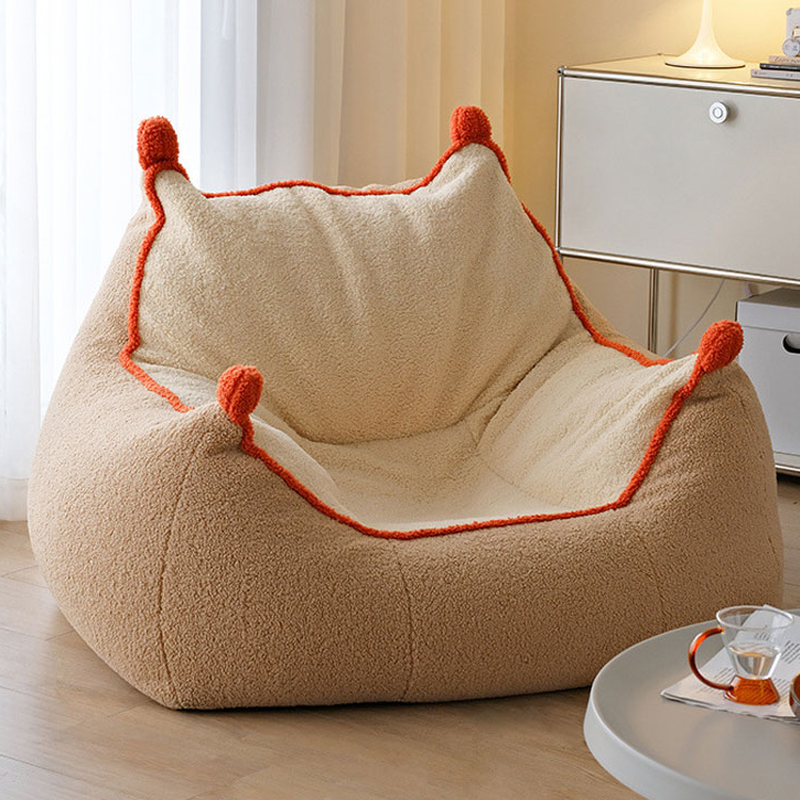 Solid Colour White Sherpa Bean Bag Set, Seats 1, with Fill Included