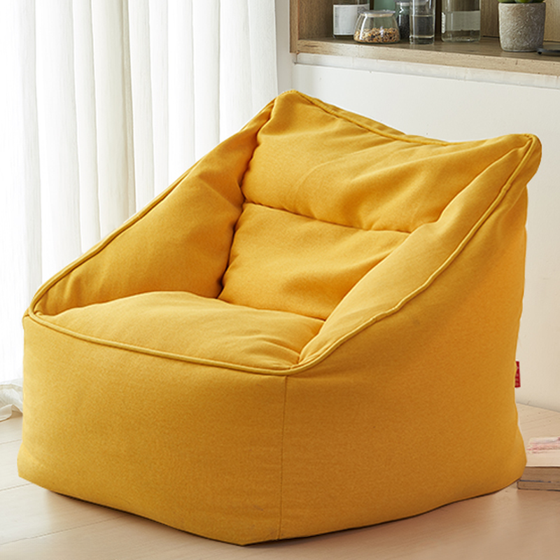 Solid Colour Cotton Blend Bean Bag Set in Gray/Peony/Yellow with Removable Cover and Fill Included for Single Seating