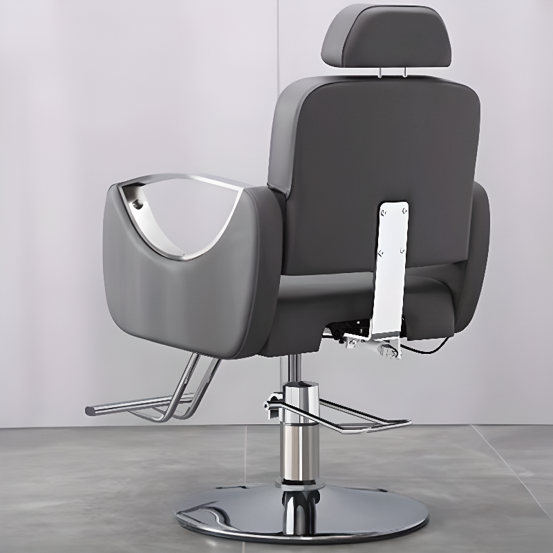 L-Shape Solid Colour Barber Chair Reclining with Armrest & Enclosed Back & Manual Recline & Alloy Base