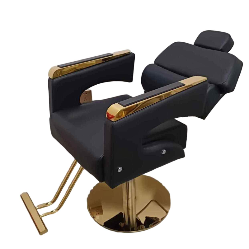 Orange Cushioned Back Scratch-proof Swivel Barber Chair