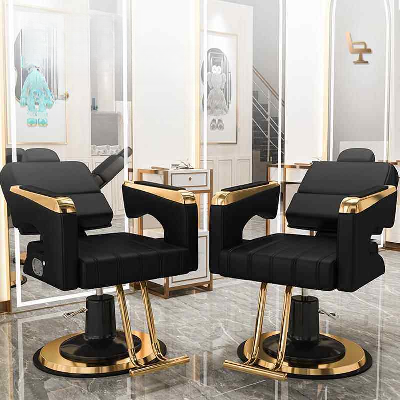 Water-resistant Reclining Hand-push Button Barber Chair with Adaptable Height