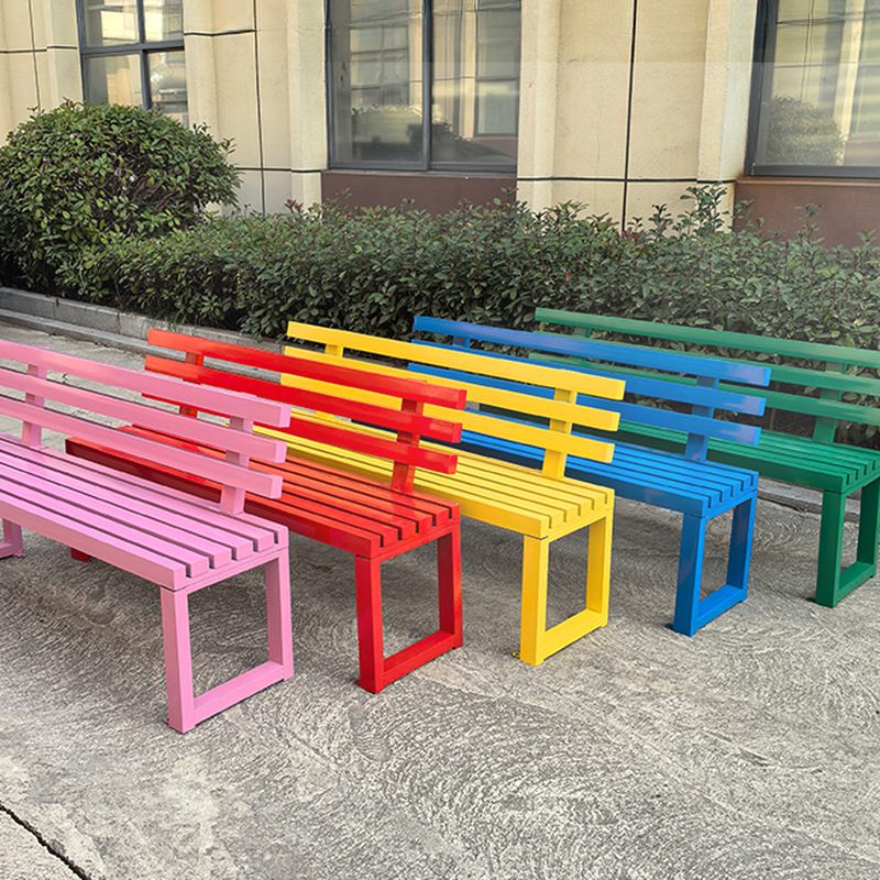 Modish Iron Patio Bench with Supportive Back