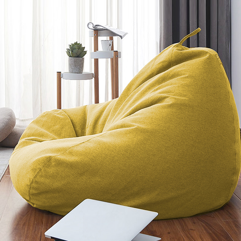 Pre-Filled Gray/Azure/Cocoa Portable Solid Colour Bean Bag Set with Pillow and Removable Cover, Fill Included