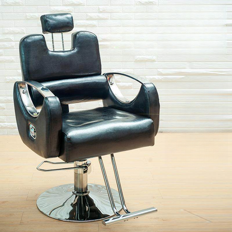 Stain Resistant Auburn/Oatmeal/Green Reclining Barber Chair with Hand-push Button