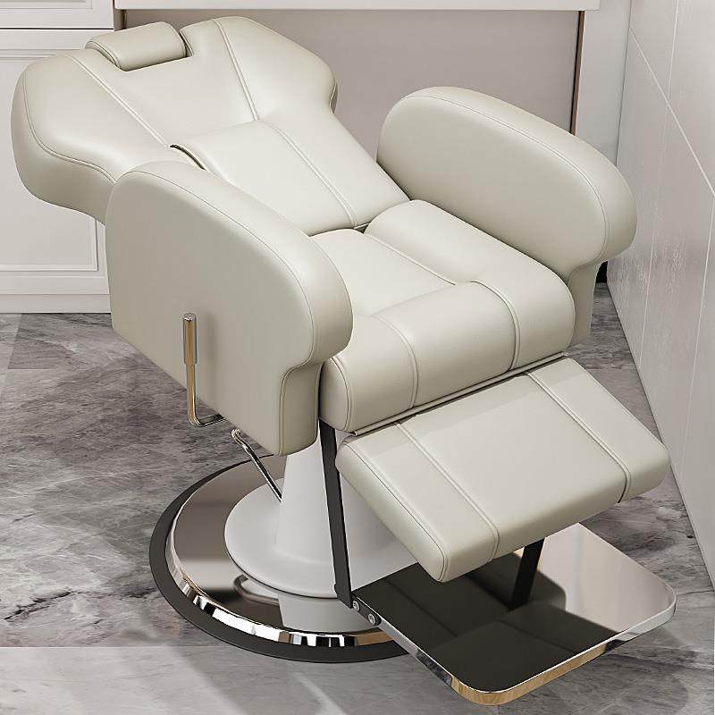 Solid Colour Barber Chair with USB Port, Full Back, Stainless Alloy Frame, Manual Recline, and Flexible Adjustability