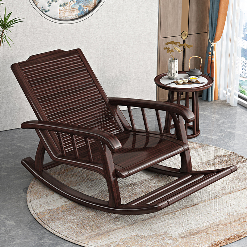 Antique Upholstered Rocking Chair with Ottoman - Water Resistant 2 Piece Set with Recessed Arm