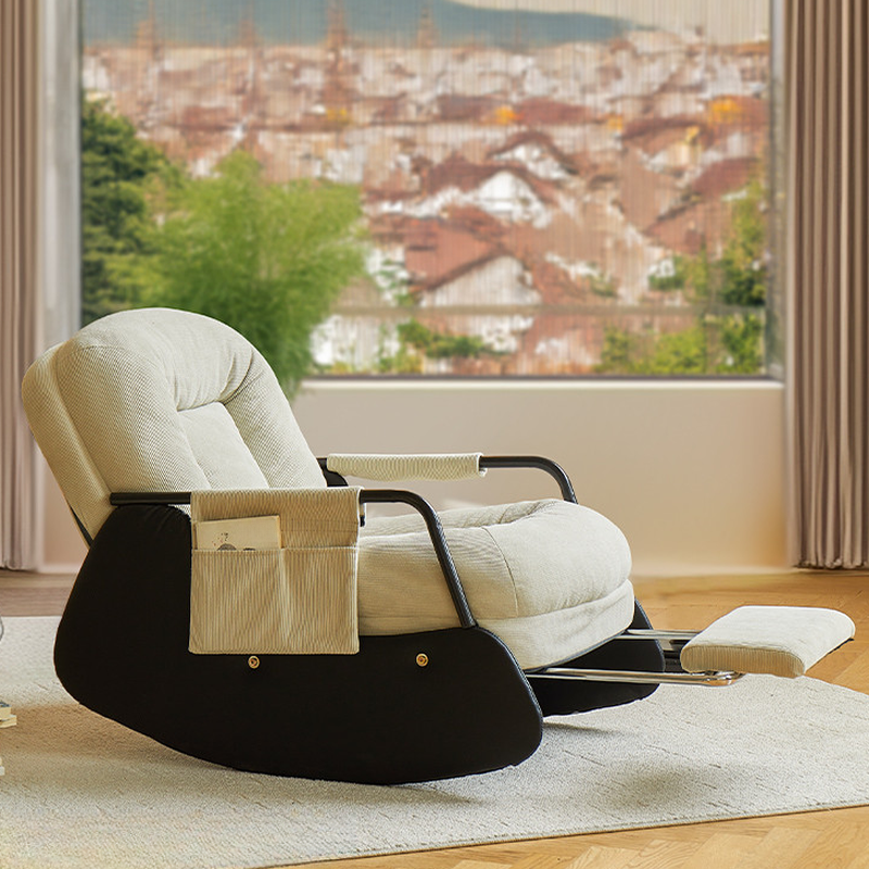 Upholstered Rocking Chair with Ottoman - 2 Piece Set, Track Arm, Resistant To Dirt