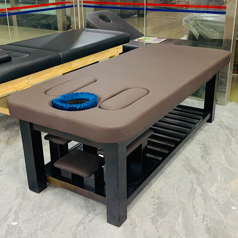 Fixed Height Massage Bed with Metal/Lumber Rectangular Trestle Base