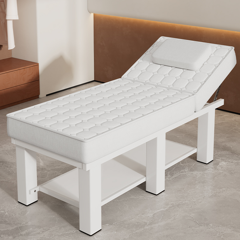 Facial Bed with Fixed Height, Steel Construction, Rectangle Top, and Trestle Base