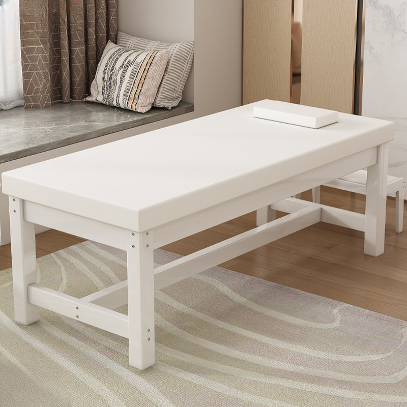 White Facial Bed with Fixed Height Steel Rectangle Slab Base, Includes 1 Chair