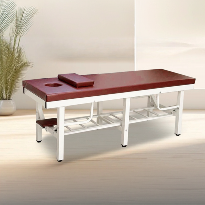 Facial Bed with Fixed Height, Steel Rectangle Top, Trestle Base, and Handy Portability