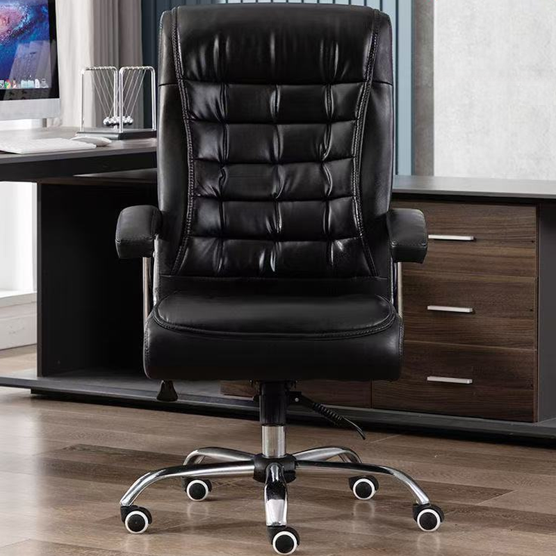 Black/Pecan Rawhide Office Desk Chairs with Armrest, Casters, Ergonomic Design, and Tilt Lock
