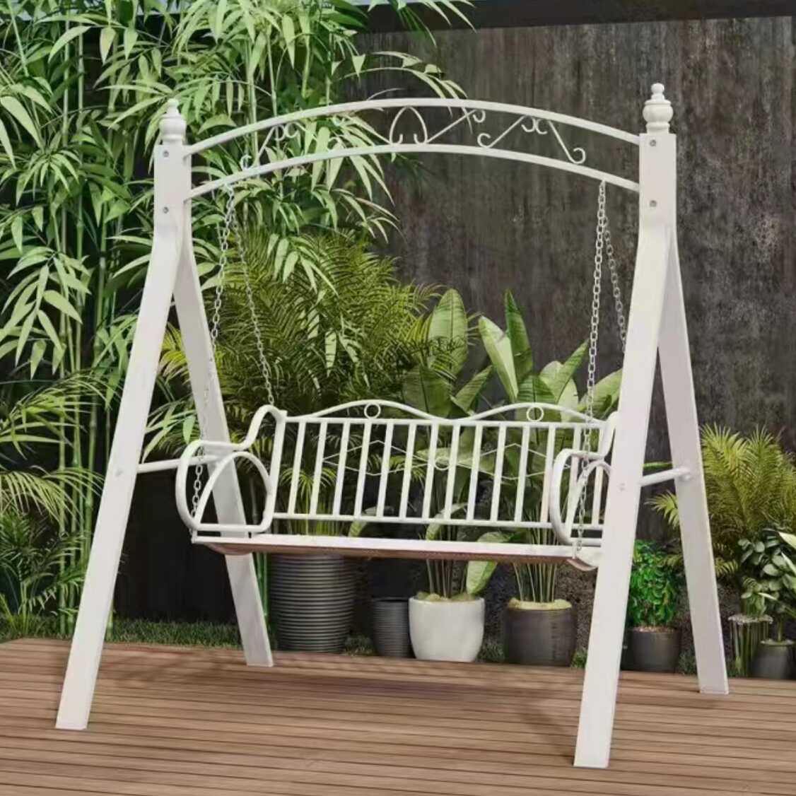 2-seater Iron Porch Swing with Stand and Chain