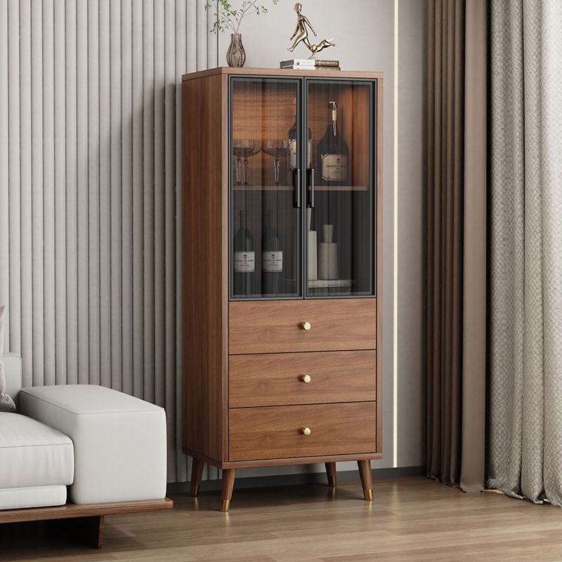 Unfixed Design Wine Cabinet with Shelf, Compartment, and Glass Doors