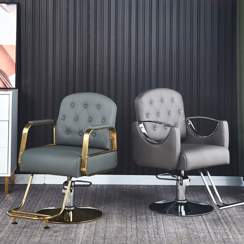 L-Shape Solid Colour Stainless Steel Styling Chair with Footrest and Adjustable Features