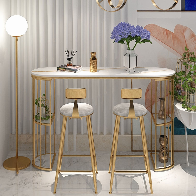 Fixed Design Pub Table with Midnight Black Slate Oval Top