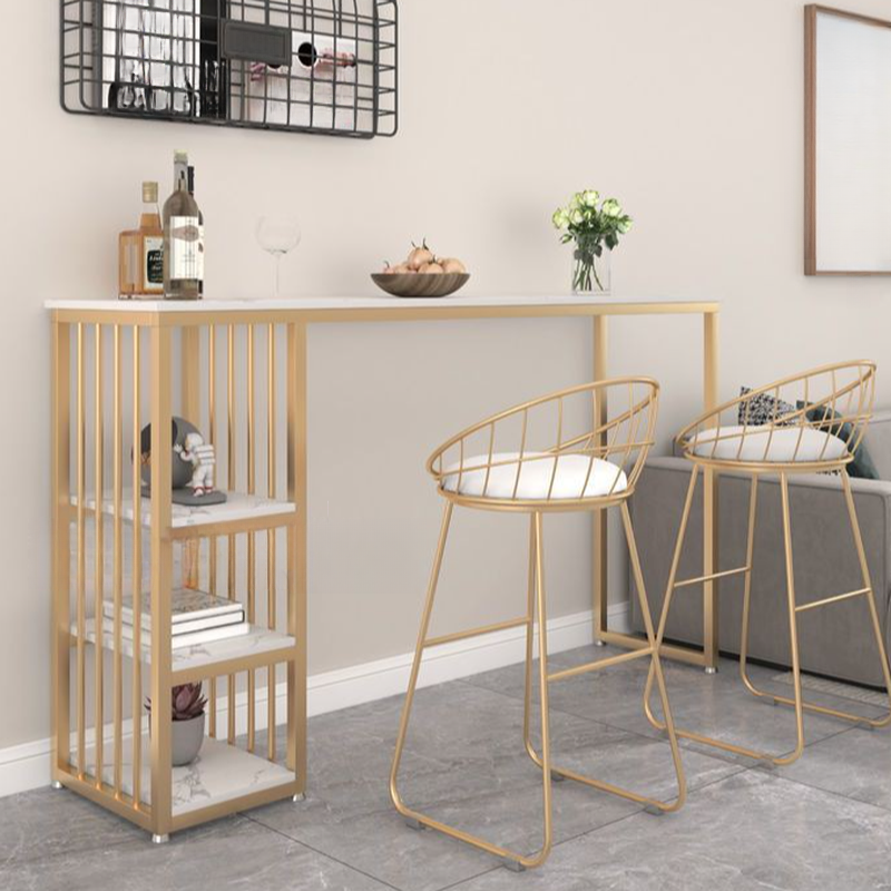 Modern/Lavish Engineered Wood Pub Table with Immobile Pedestal, Midnight Black/Chalk, Stockroom Storage, Rectangular