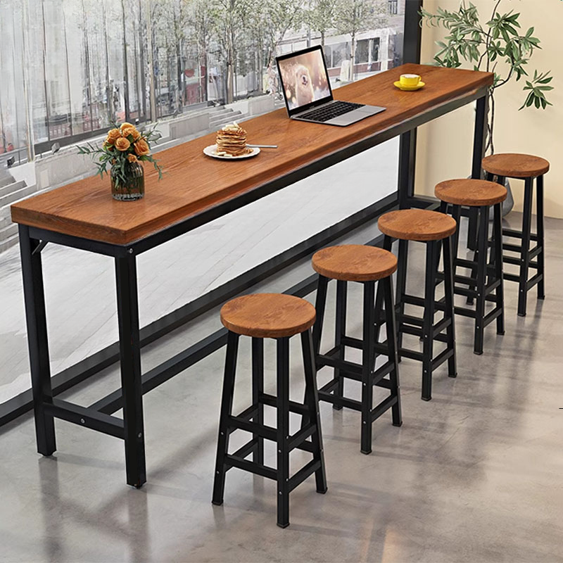 Fixed Design Cocoa Pub Table with Foot Platform