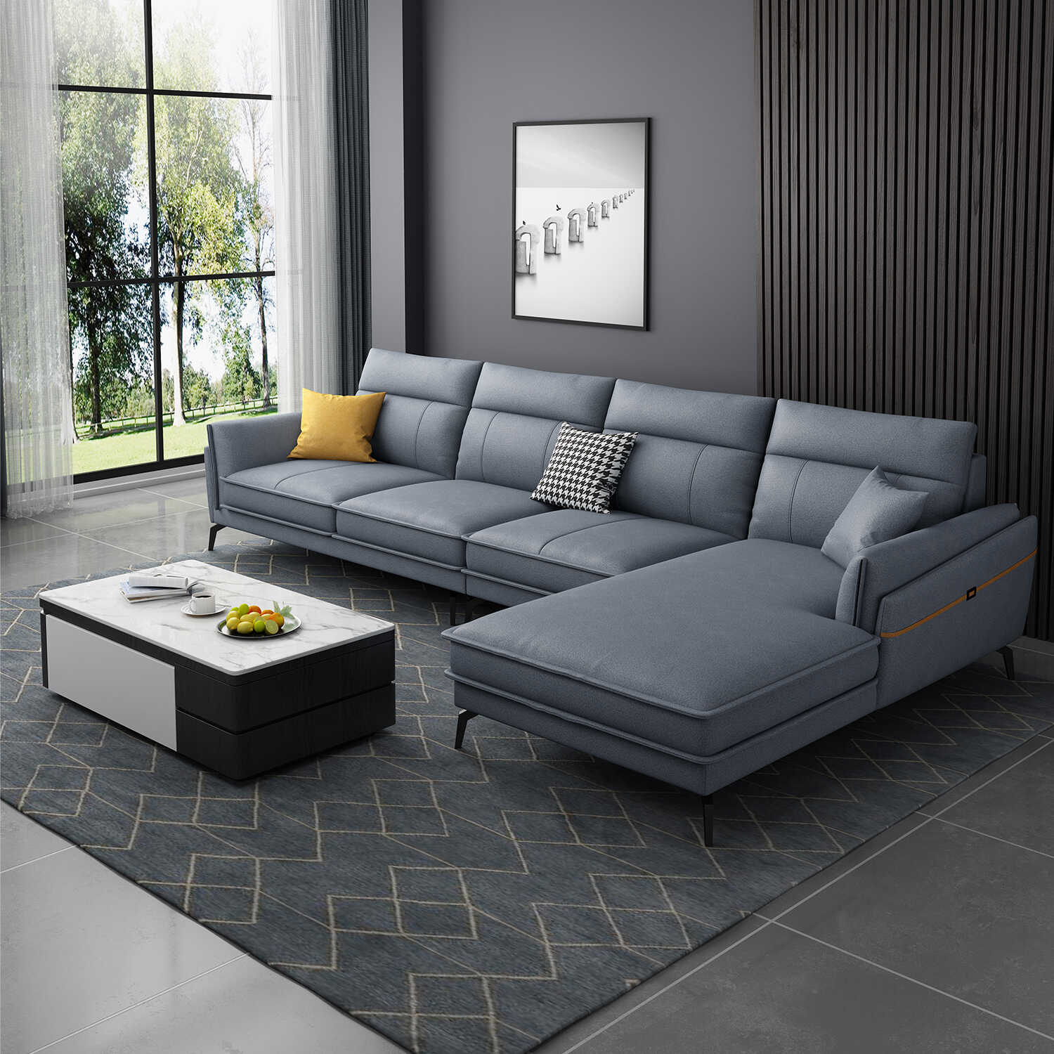 Porter 5 Seater Sofa Blue Grey Fabric